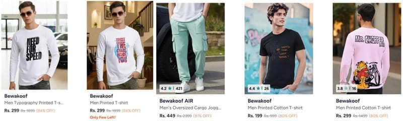Myntra Loot : Upto 84% Off On Bewakoof Clothing.