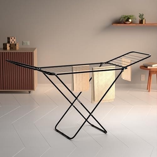 🛒 amazon basics Premium Cloth Drying Stand - 3 Way Folding, 42 Feet Drying Length, 20 Drying Rails, Lightweight (Black)