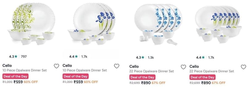 Myntra : Cello & Borosil Dinner Set Starts @559.