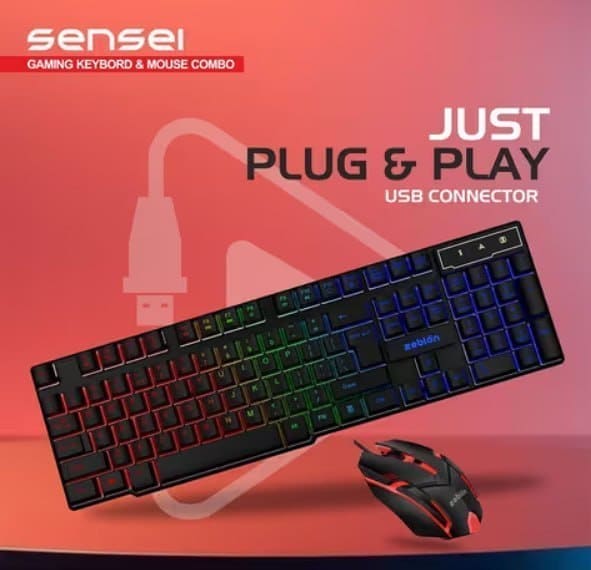 🔥 ZEBION Sensei Wired Gaming Keyboard + Mouse Combo 🎮⌨️