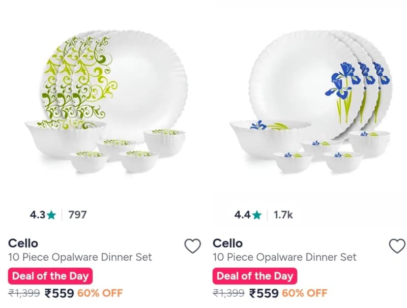 Myntra : Cello & Borosil Dinner Set Starts @559.