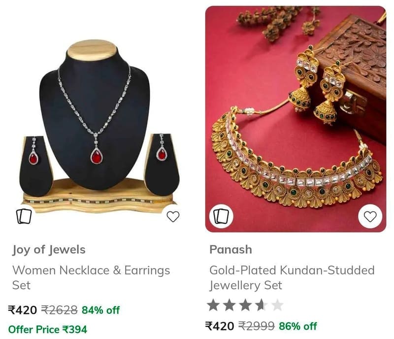 🔥Ajio |💍🎊Jewellery Rubans, Panash & More Min 80% Off