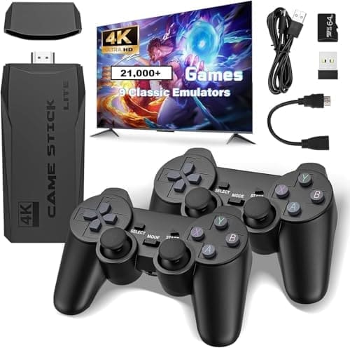 🛒 𝟏𝟓 𝐘𝐞𝐚𝐫 𝐖𝐚𝐫𝐫𝐚𝐧𝐭𝐲 2026 Model 4K TV HDMI Video Game, Two 2.4ghz Wireless Console Game Stick, M8 Plug & Play TV Video Game with Built-in 9 Emulators 21,000+ Classic Game