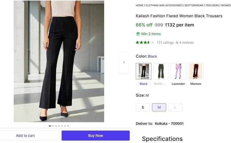 🔥  Women's Trousers @ ₹132