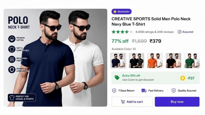 🔥Polo T-Shirts, Pack of 2 @ ₹379