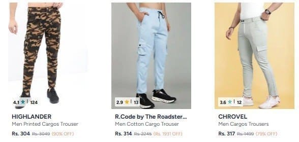 Myntra : Branded Cargo Trousers Starts @304