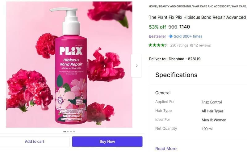 🔥  The Plant Fix Plix Shampoo (100 ml) @ ₹140