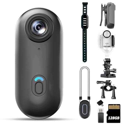 🛒 4K Mini Body Camera 128GB - Action Body Cam with Audio & Video- Thumb Hands Free Waterproof Recording Wearable Cameras - POV Worn Portable Personal Camcorder - for Work Travel Pet Walk Swim (CAM16)