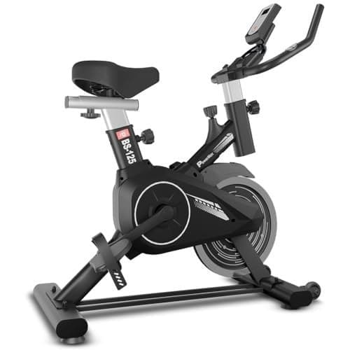 🛒 PowerMax Fitness BS-125 Spin Exercise Bike For Home Use,16Mm 6Kg Flywheel,Max User Weight 130Kg,LCD Display,2Pc Crank,Heart Rate Sensor,Knob Braking,Adjustable Foot Strap And Seat,Ipad Holder,Black