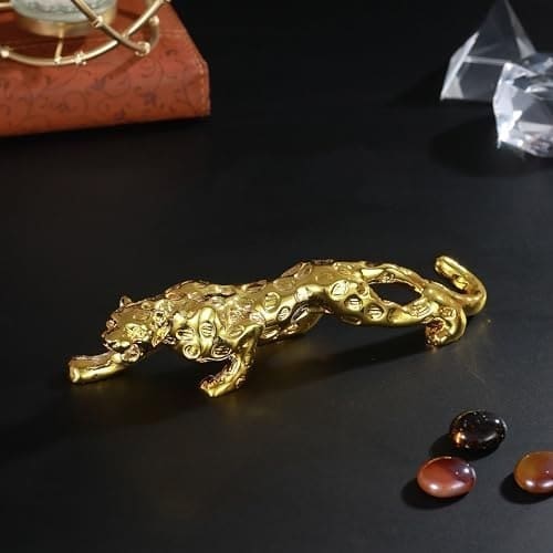 🛒 TIED RIBBONS Decorative Golden Panther Jaguar Leopard Sculpture Showpiece Animal Figurines Statue (Resin, 4 cm x 18 cm) for Home Decor Bedroom Table Office Decoration Gifting Items
