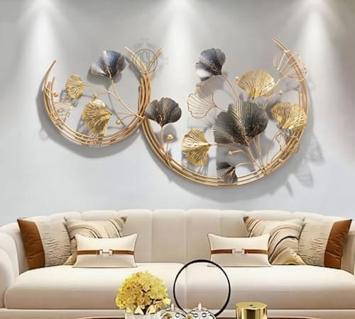 🛒 DSH CRAFTING YOUR CURIOSITY Dsh Metal Wall Decor Wall Art Sculpture Handcrafted Moon Cut Rings Flower Wall Art For Living Room (Size 45X24 Inch) (Multi)