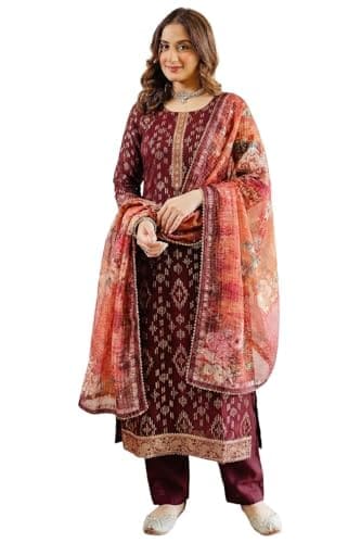 GoSriKi Kurta Sets for Women Viscose Printed | Kurti Set for...