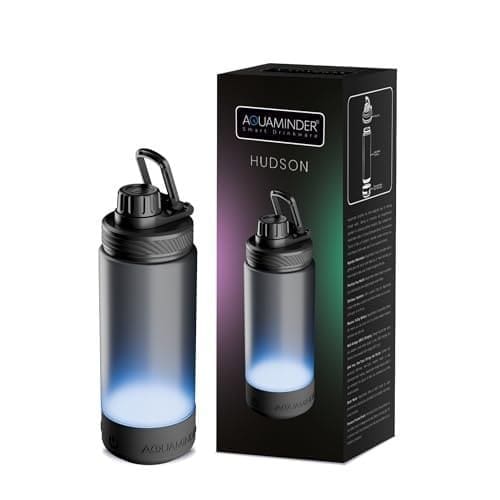 🛒 Aquaminder Smart Water Bottle Glows & Beeps to Remind You to Drink More 600 ml Chug Cap Bottle For Adults and Kids Perfect for Secret Santa Gift & Birthday Gift, Travel, Gym, Yoga, Hudson