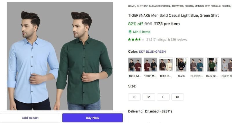 🔥  Men's Casual Shirt @ ₹173