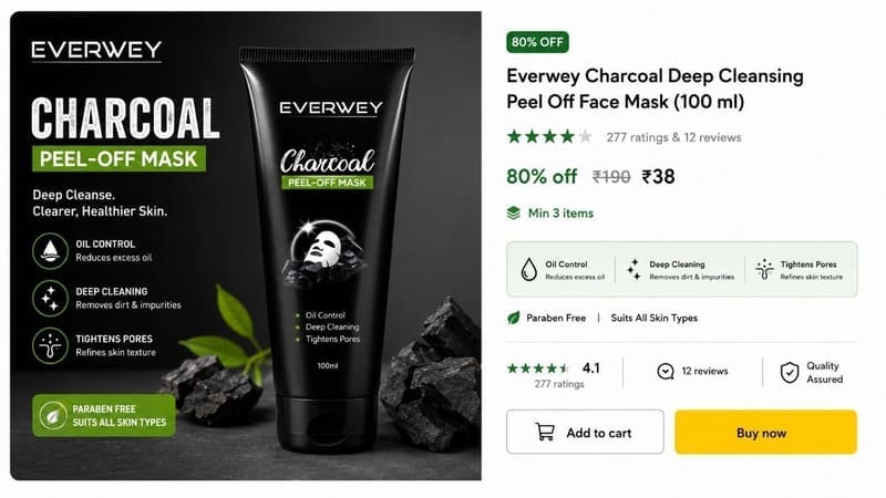 🔥  Charcoal Peel Off Mask @ ₹38