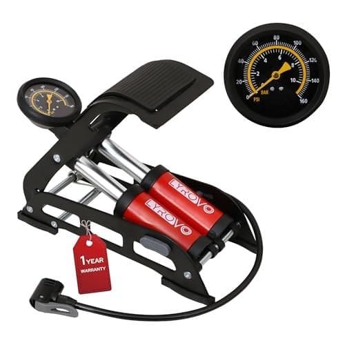 Lyrovo 160 PSI Double Cylinder Portable Foot Pump Air Tyre I...