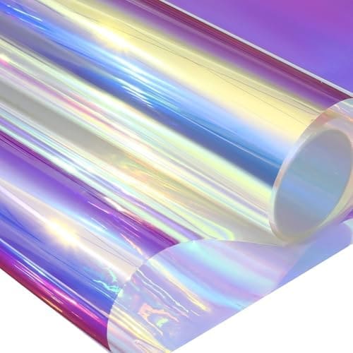 🛒 SKIN POSTER Window Film Holographic Clear Adhesive Window Cellophane Privacy Rainbow Effect Decorative Sticker for Craft DIY Christmas Party Decor 12x25 inches