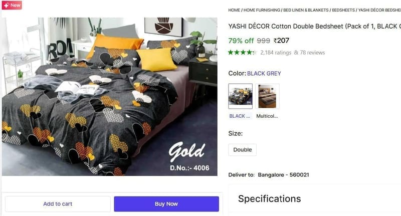 🔥  Double Bedsheet with 2 Pillow Cover Under ₹299