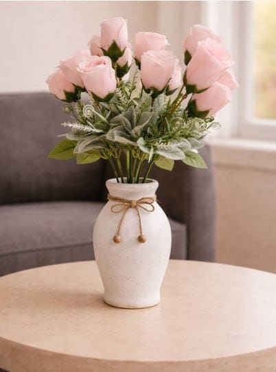 🌹 Art Street Pink Artificial Rose Flowers Bouquet Bunch (13 in) ✨