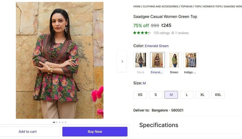 🔥  Casual Women Green Top @ ₹245