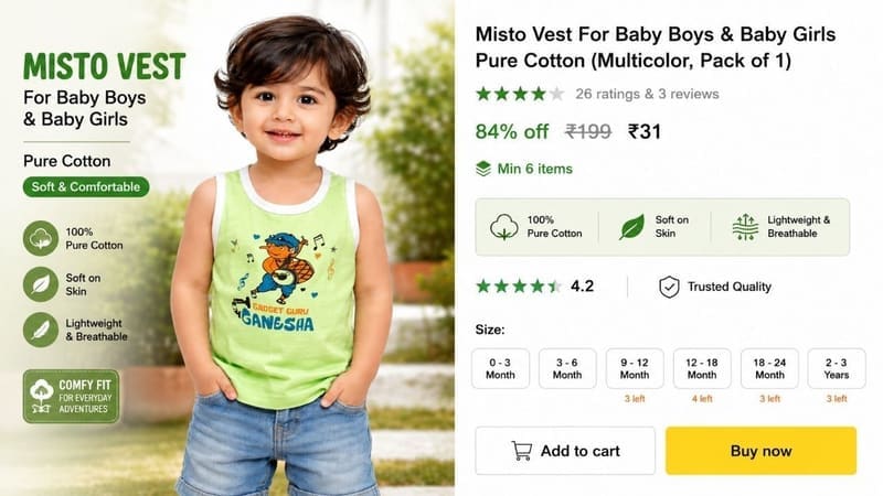 🔥  Vest For Baby @ ₹31