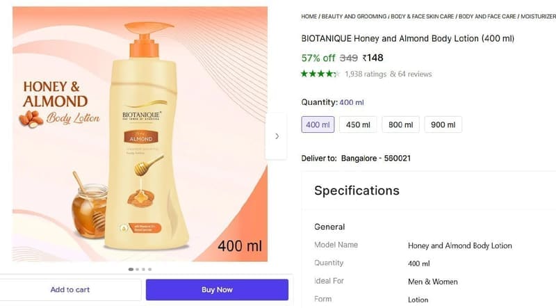 🔥  Biotanique Body Lotion, 400 ml @ ₹148