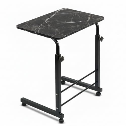 🛒 TECHNOVIBES Foldable Study Table/Bed Table/Foldable and Portable Wooden/Writing Desk for Office/Home/School (Dark Marble with Black Leg)