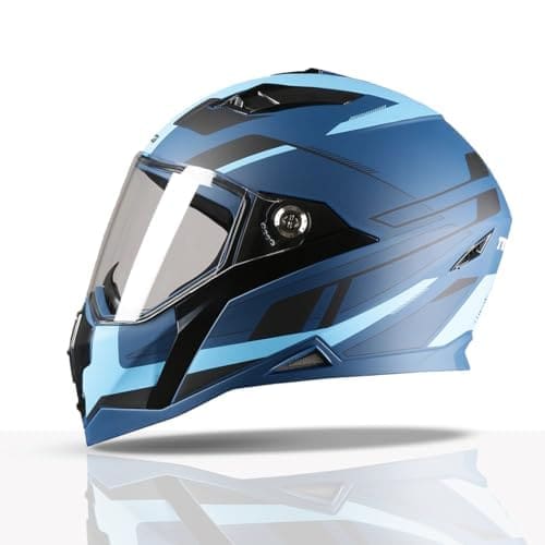 🛒 TVS Racing Anti Matter Full Face Helmet for Bike & Motorcycle Riders-DOT & ISI Certified-Lightweight ABS Shell, UV Resistant-Ventilated Comfort Liner, Quick-Release Visor & Chin Strap (Blue/XL)