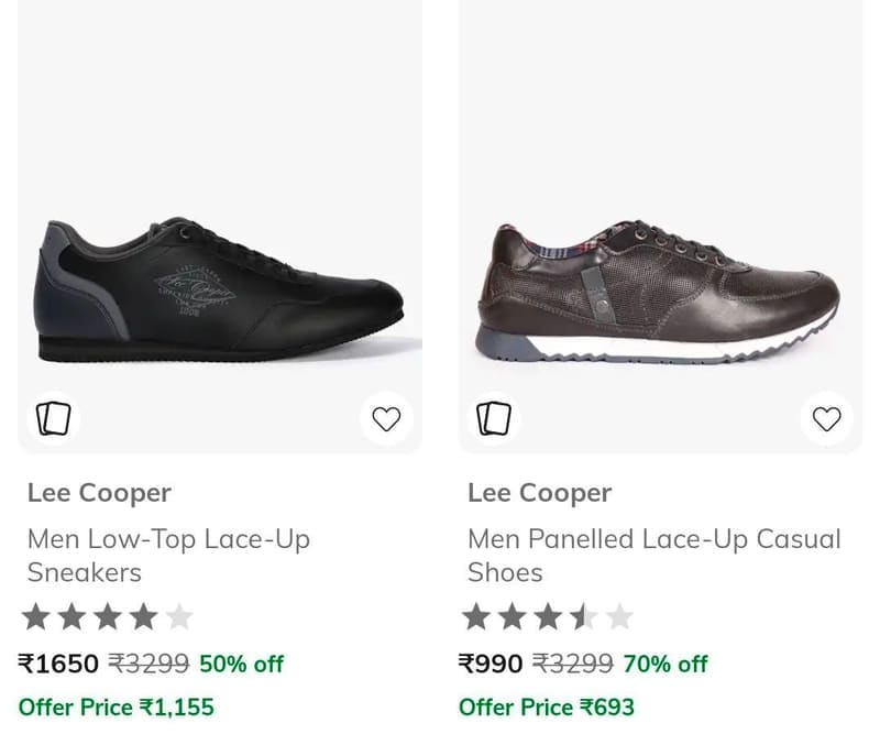AJIO Loot : Upto 75% Off On Lee Cooper Mens Clothing.