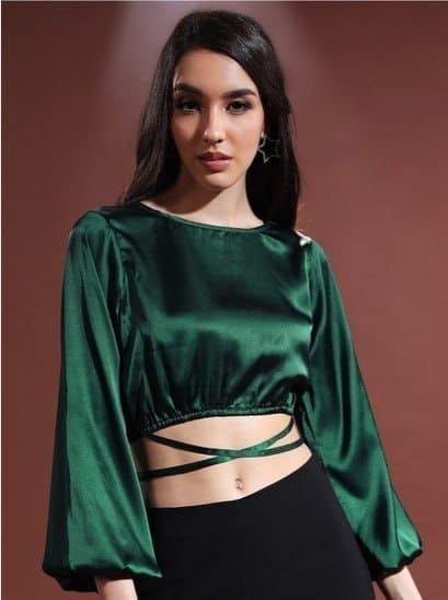 🔥 Myntra Loot – Tokyo Talkies Women Puff Sleeves Blouson Crop Top 👚✨