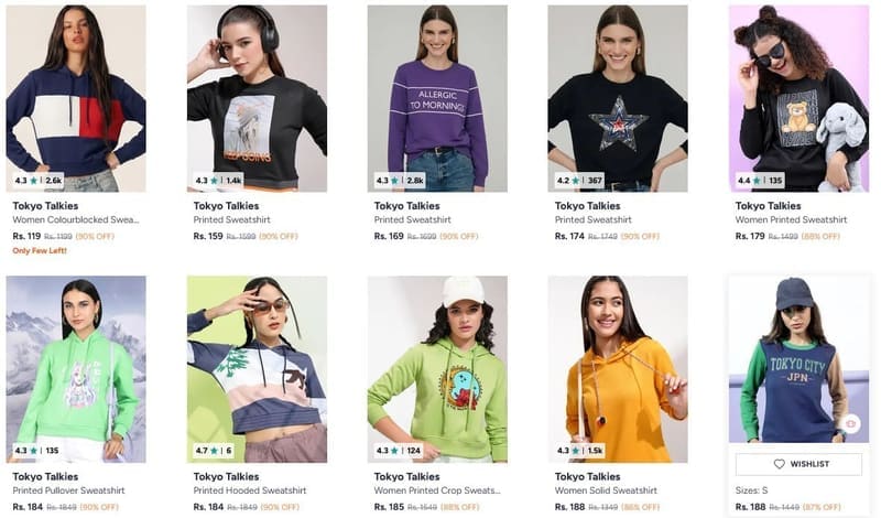 🔥 Myntra Loot – Tokyo Talkies Women's Sweatshirts 🧥✨