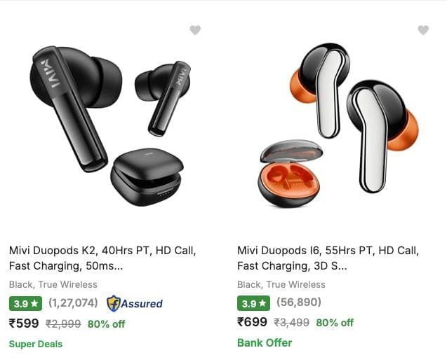 Flipkart | Upto 87% Off Mivi Earbuds | Start At Rs 599