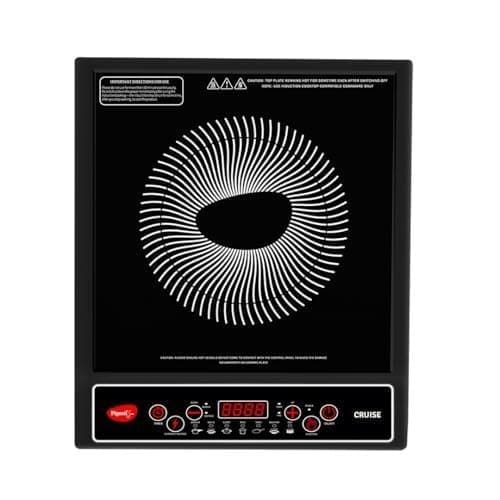 🛒 Pigeon by Stovekraft Cruise 1800 watt Induction Cooktop With Crystal Glass,7 Segments LED Display, Auto Switch Off - Black