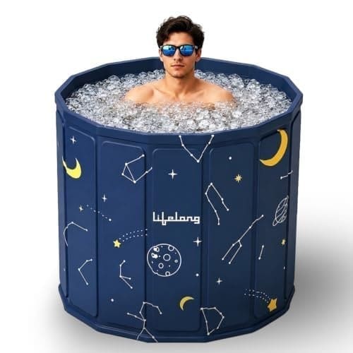🛒 Lifelong Portable & Foldable Bath Tub with Inflatable Pillow for Adults | Ice Bathtub, Steam Bath Water Tub for Home, Bathroom Spa & Stress Relief | Leakproof, Sturdy with Dual Drainage (LLEBT09)