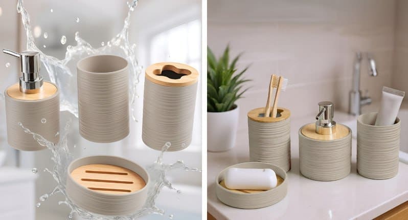 🛁 Story@home Brown 4 Pieces Bath Accessories Set ✨
