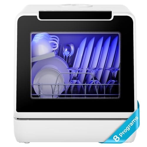 🛒 EUHOMY Portable Dishwasher Worktop, 8 Worktop Programs with Built-in 5 Litre Water Tank and Inlet Hose, No Need Connection, Self-Cleaning Dishwasher