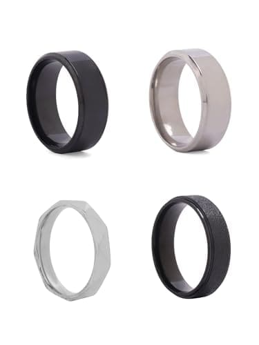 🛒 Qiroko Norse Code Collection Stainless Steel Rings For Men And Boys Anniversary Birthday Gifts (Band Combo 4)