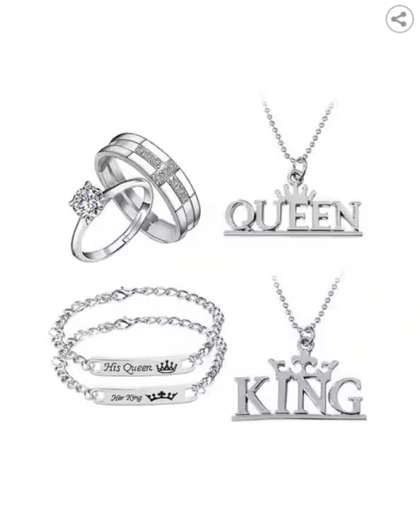💖 MAHI Valentine Gift King-Queen Pendants & Bracelets with Couple Rings 💑✨