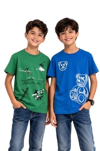 Ninos Dreams Half Sleeves Cotton Boys 2 T-Shirt Combo