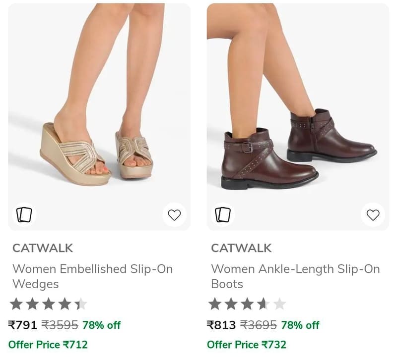 AJIO Loot : Upto 86% Off On Branded Women’s Footwear (Inc 5.,Buda Jeans Co, Etc).