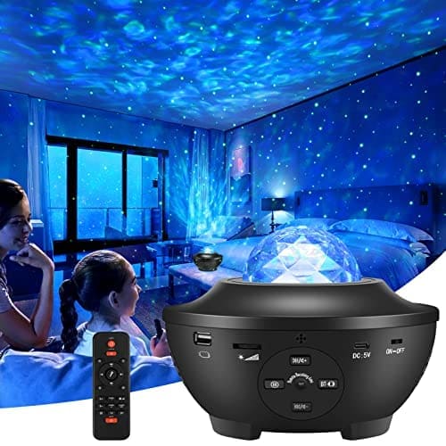 🛒 Star Projector, Joycabin Galaxy Projector LED Ocean Wave Night Light with Bluetooth Speaker, Remote Control Color Changing Star Sky Projector Lamp for Kid Adult Decor Party Home Theatre,Black