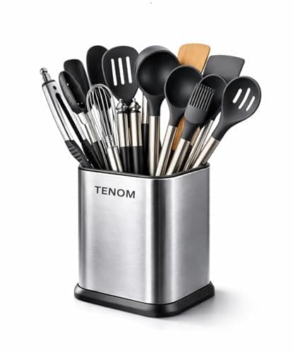 🛒 TENOM Spoon Holder, Spoon Stand For Kitchen Steel, Cutlery Stand, Spoon Organiser For Kitchen, Ladle Holder, Spatula Holder, 12 cm, 11 cm , 12 x 11 x 17.7 Centimeters