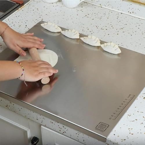 🛒 Btop® Stainless Steel Counter Top Chopping Board | Kneading Board for Chopping with Lip Bend | Vegetable,Fish,Cutter Board