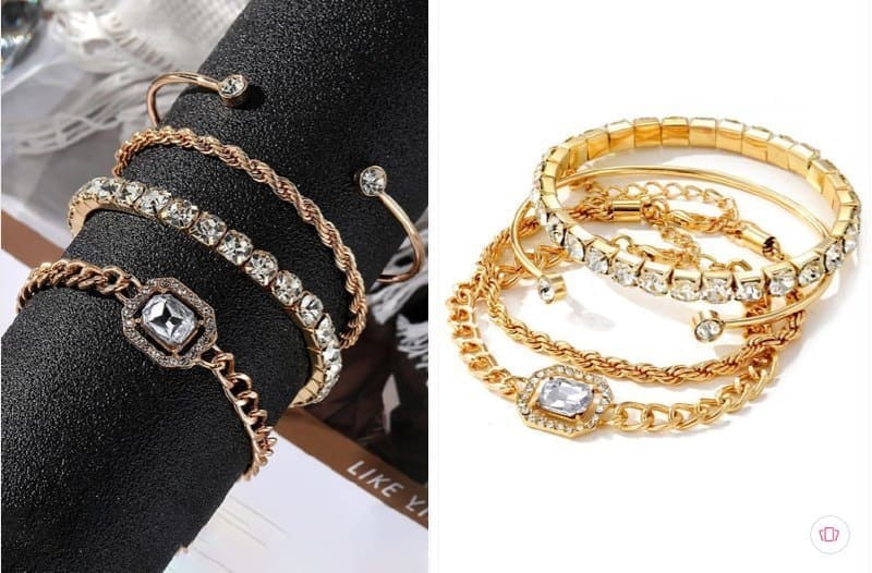 🔥 GOLDIWALA Set Of 4 Gold-Plated Link Bracelets ✨💛