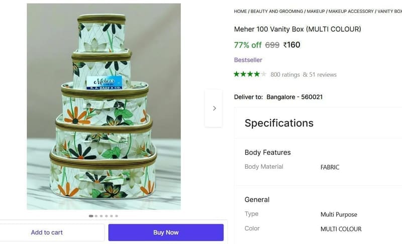 🔥  Vanity Box @ ₹160