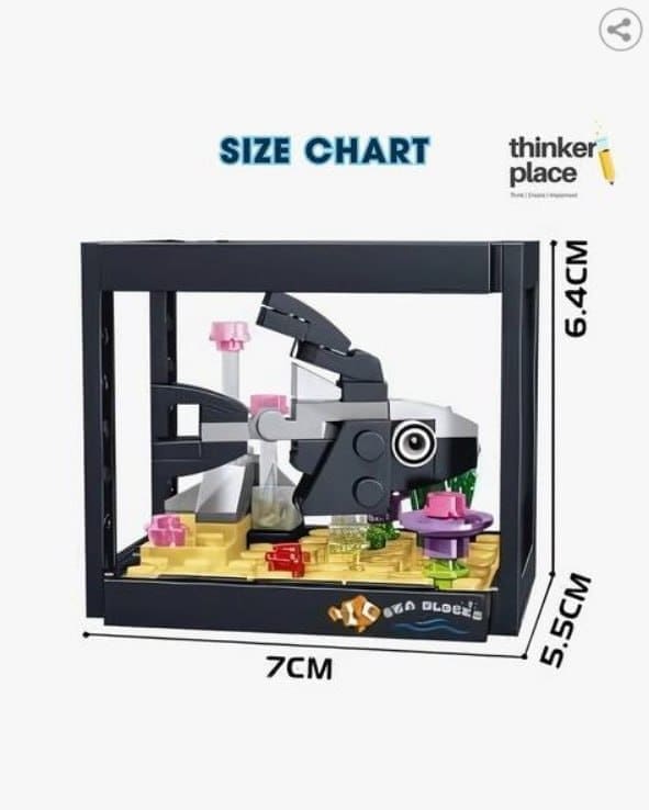 🔥 THINKERPLACE 8-in-1 Dream Ocean Fish Tank – Flagtail Building Blocks 🐠🧩