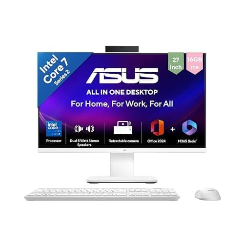 🛒 ASUS V470 (2026),Intel Core 7 240H (i7-14th Gen),Intel iGPU,16GB/1TB,FHD,27"(68.58 cm),Windows 11,M365 Basic(1Y),Office 24,White,7.07 Kg,V470VA-KWC7001WS,with Wireless Keyboard & Mouse,All in One PC