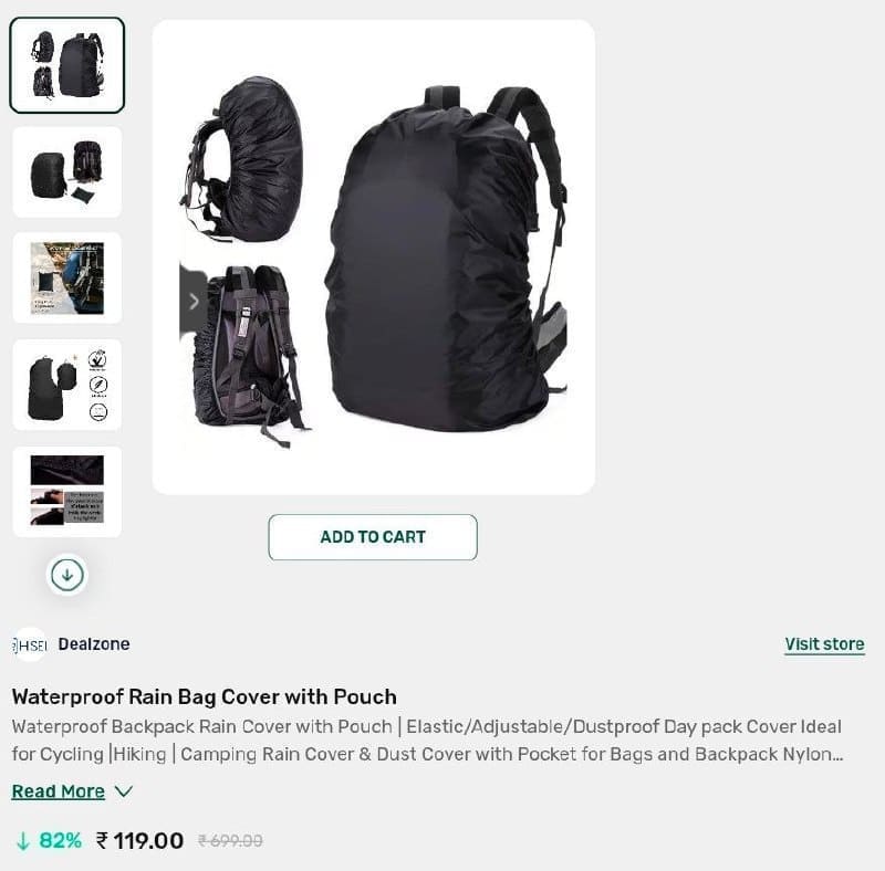 Hamaramall | Flat 82% Waterproof Rain Bag Cover with Pouch @ 119