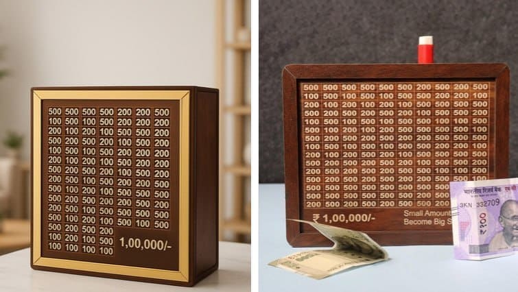 🪵 VYAKOM Brown Wooden Money Saving Box 💰✨