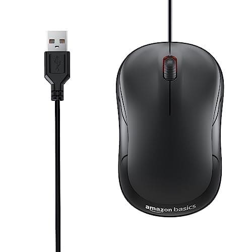 amazon basics Wired USB Mouse, 3-Button, 1000 DPI Optical Se...